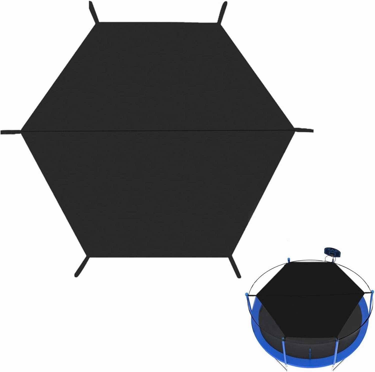 Trampoline Shade Cover, Trampoline Spring Cover, Trampoline Accessories, 6ft,8ft,10ft,12ft,14ft,16ft, Sun-Protection Trampolines Canopy, Anti-UV Trampolines Sunshade Accessories, Black,16ft~12