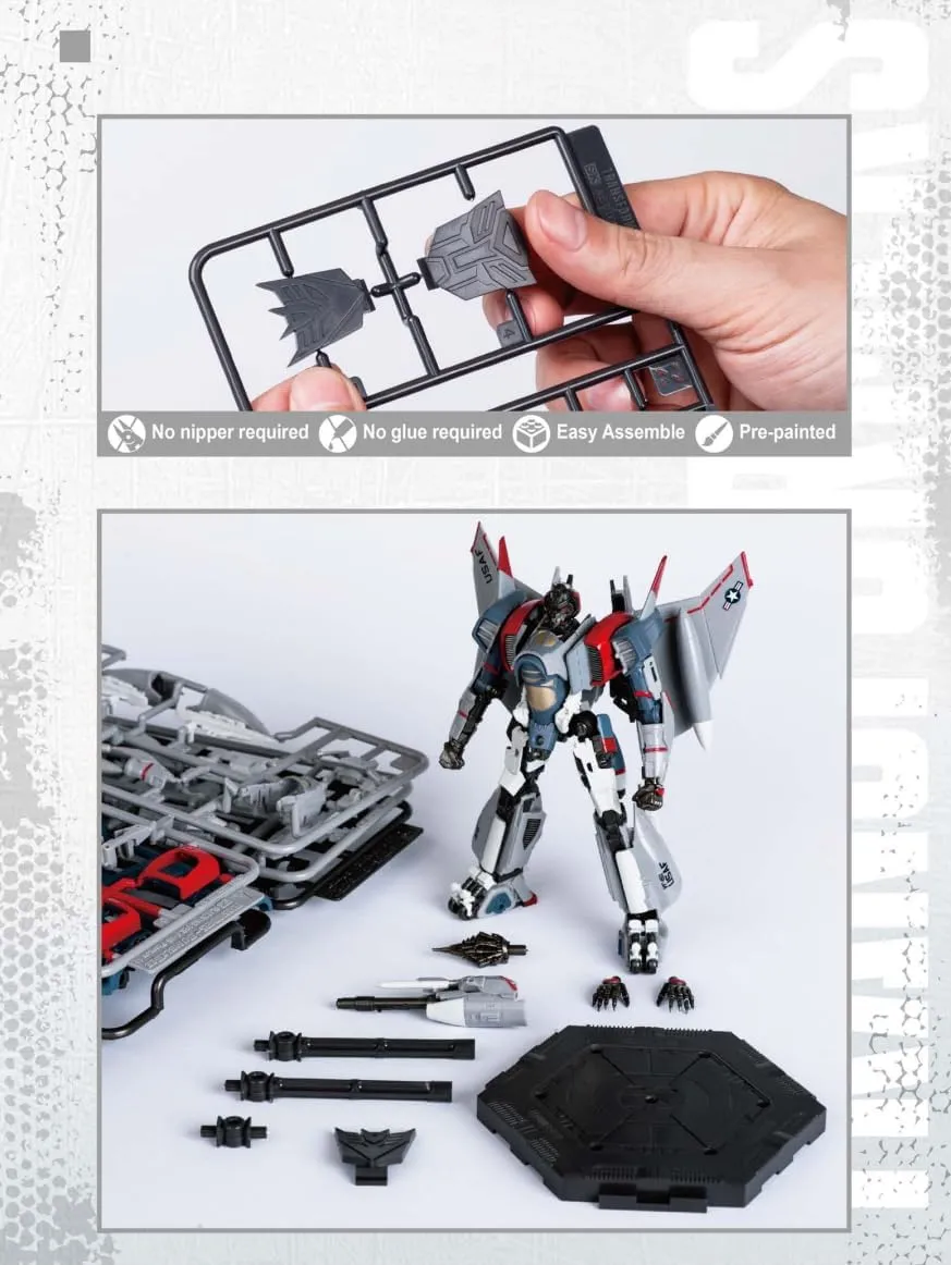 Transformers Blitzwing Figure Model Kit – Phantom II Fighter Easy to Assemble 3D Articulated Action Figure Pre Painted Collectible Series Toys Hobby 08101
