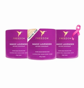 Travel Natural Deodorant 3-Pack | Magic Lavender #1 Selling Scent, Aluminum-Free Deodorant Made with Organic Essential Oils | TSA Approved 100% Plastic Free, Non-Toxic & Clean Plant-Based 0.6 Oz Each