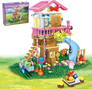 Tree House Friends Building Toys for 6 7 8 9 10 12  Year Old Girls Boys, Light-up Forest Friendship Animals Flowers Treehouse STEM Construction Craft Kit, Birthday Christmas Toy Gifts for Kids, 660Pcs