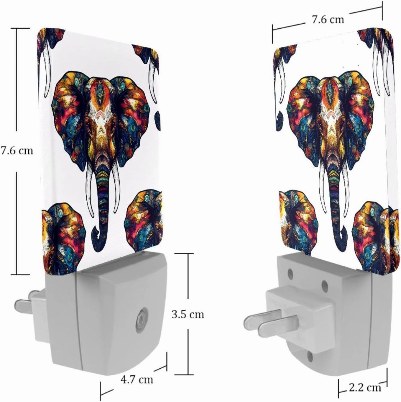 Tribe Elephant Head Pattern Plug in LED Night Light Auto Sensor Dusk to Dawn Decorative Night for Bedroom, Bathroom, Kitchen, Hallway, Stairs, Hallway, Baby's Room, Energy Saving