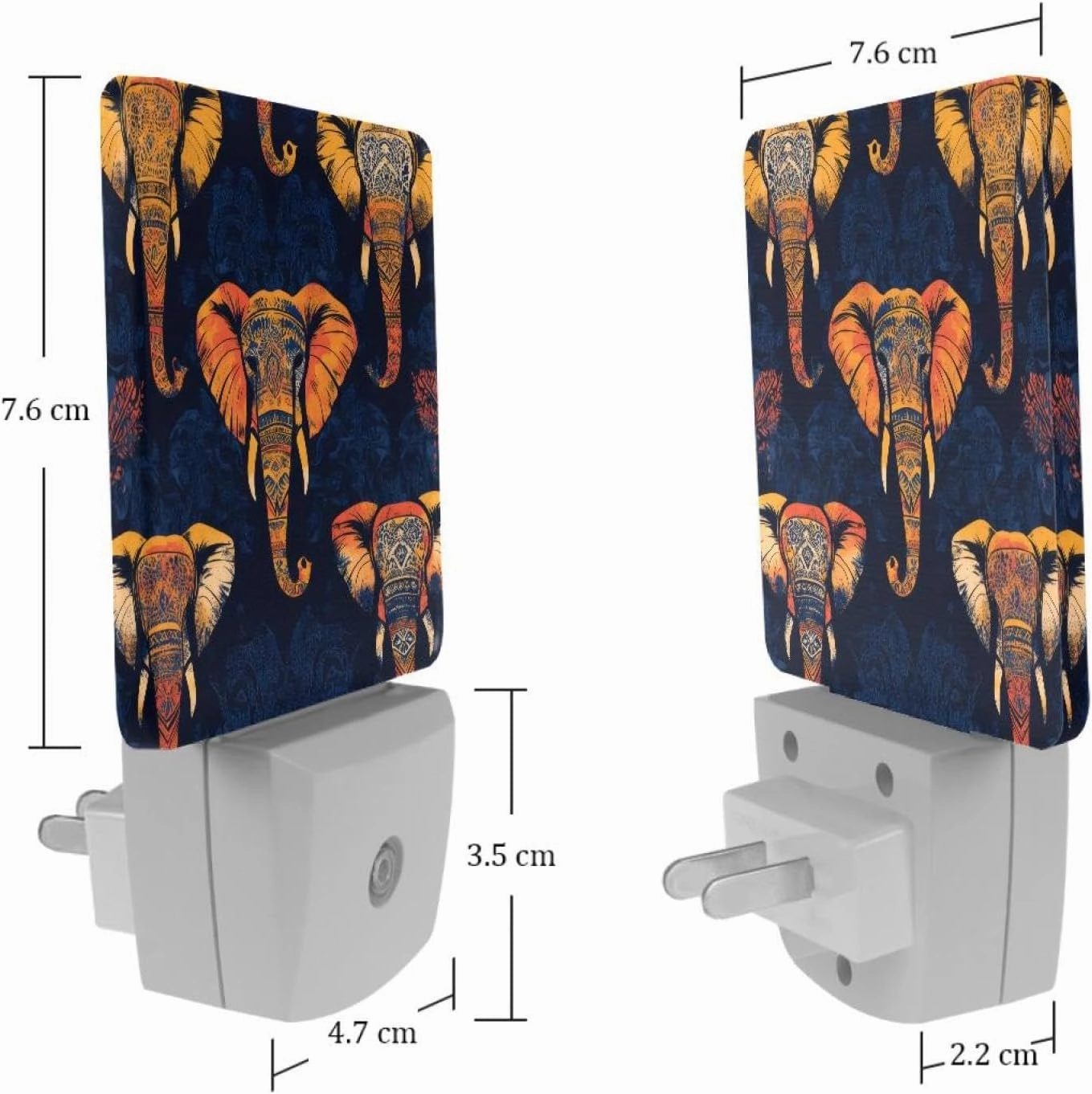 Tribe Elephant Pattern Plug in LED Night Light Auto Sensor Dusk to Dawn Decorative Night for Bedroom, Bathroom, Kitchen, Hallway, Stairs, Hallway, Baby's Room, Energy Saving
