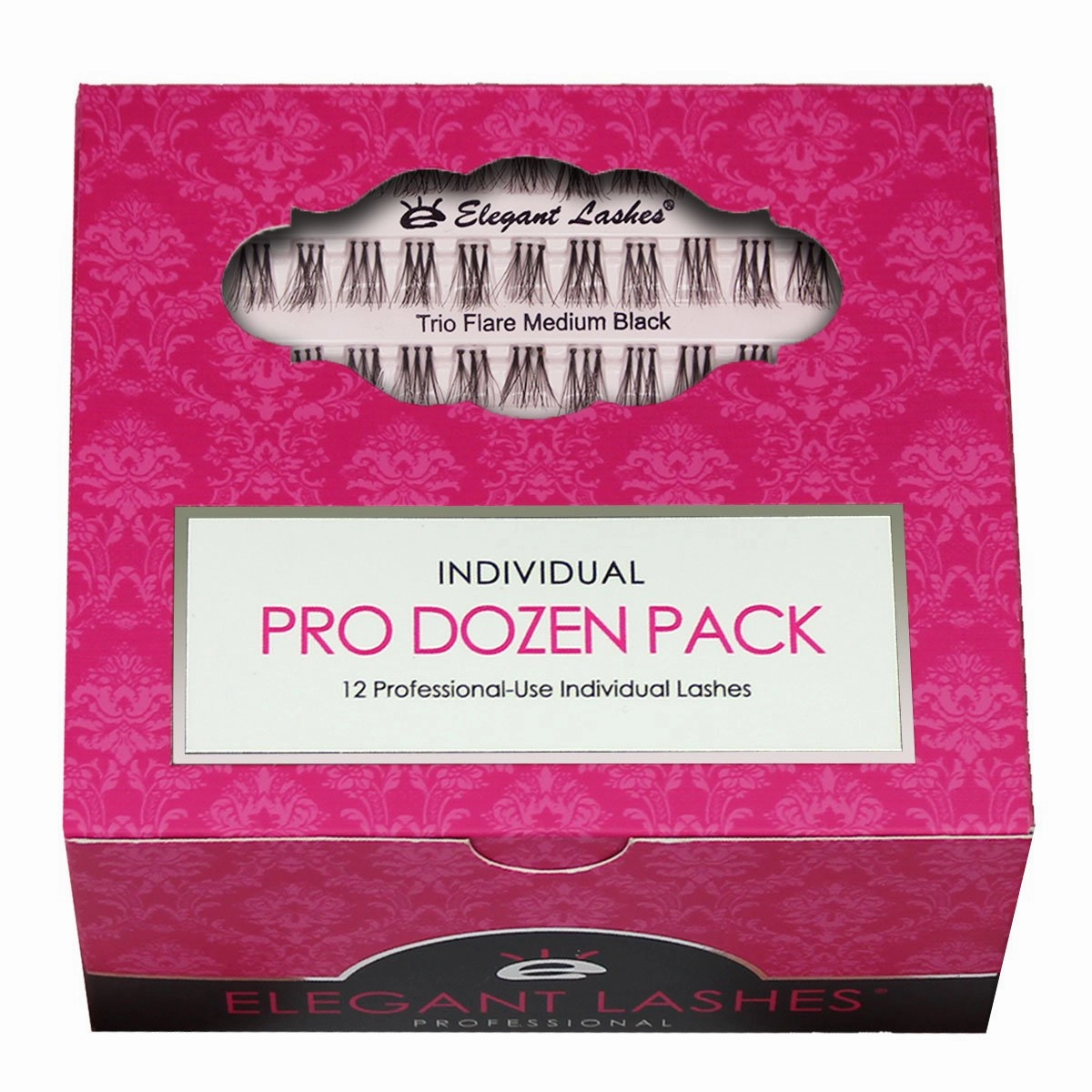Trio Flare - MEDIUM Black Individual Lashes (Pro Dozen Pack - 12 Trays)