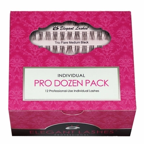 Trio Flare - MEDIUM Black Individual Lashes (Pro Dozen Pack - 12 Trays)