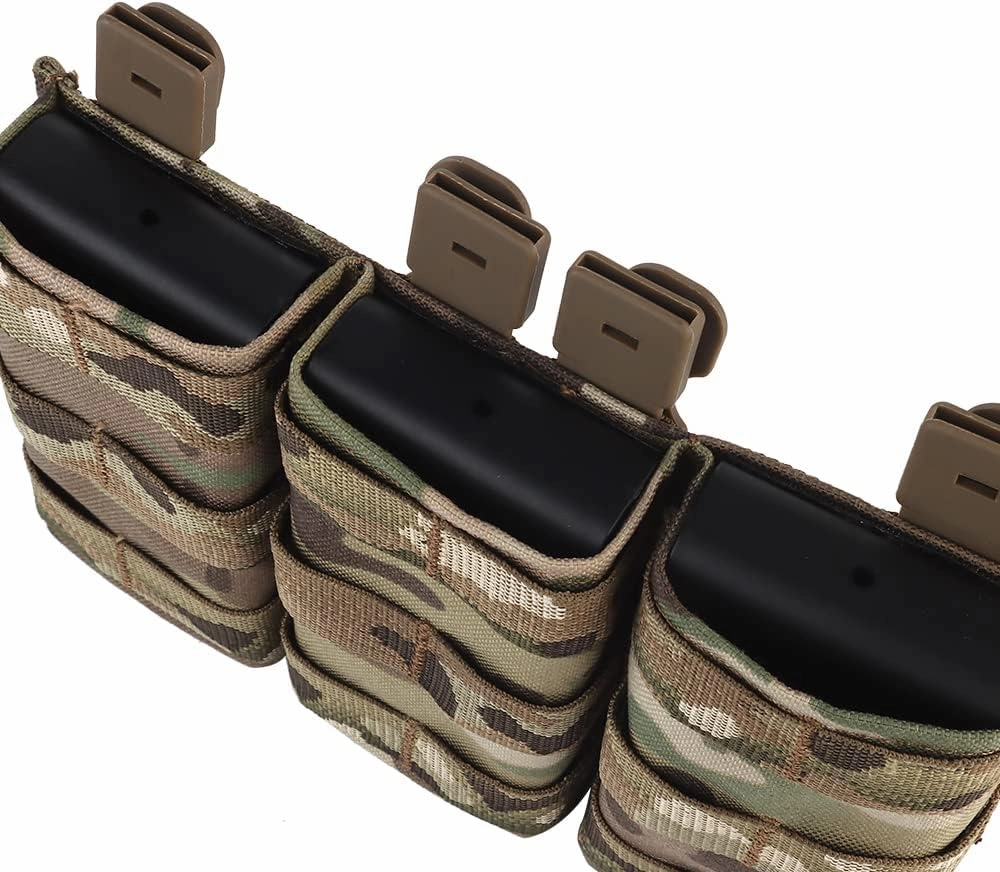 Triple Tall 5.56 Molle Mag Pouch for Tactical Chest Rig with Quick Release Inset Set