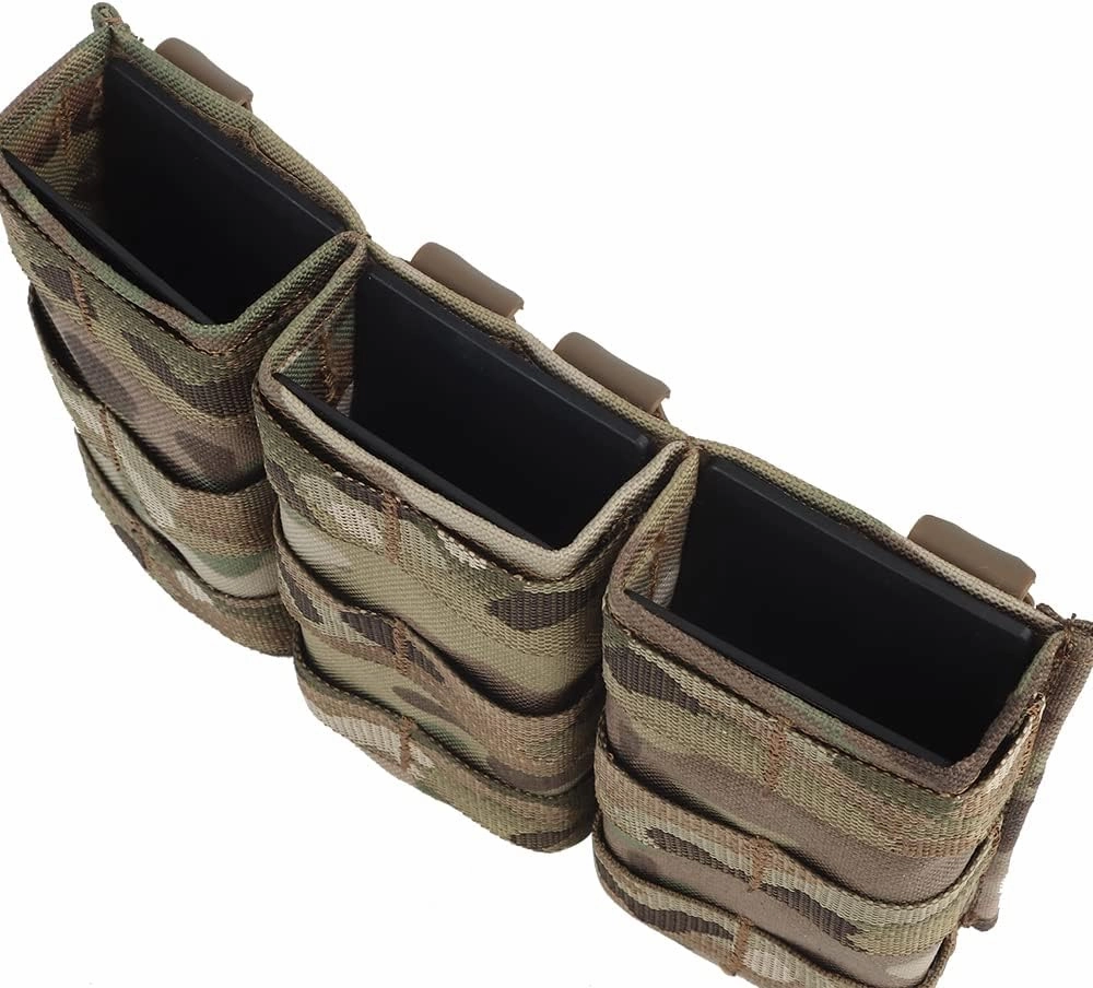 Triple Tall 5.56 Molle Mag Pouch for Tactical Chest Rig with Quick Release Inset Set