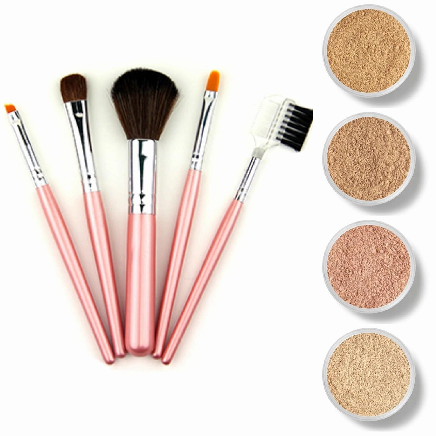 TRY ME KIT w/MINI BRUSH SET (LIGHT & FAIR 1) Mineral Makeup Sample Size Matte Foundation Bare Skin Powder