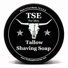 TSE for Men Barbershop Shaving Soap with Tallow and Shea Butter. Natural Ingredients for Rich Lather and a Smooth Comfortable Shave. Artisan 4.5 oz Semi-Soft Italian Style. Made in the USA.