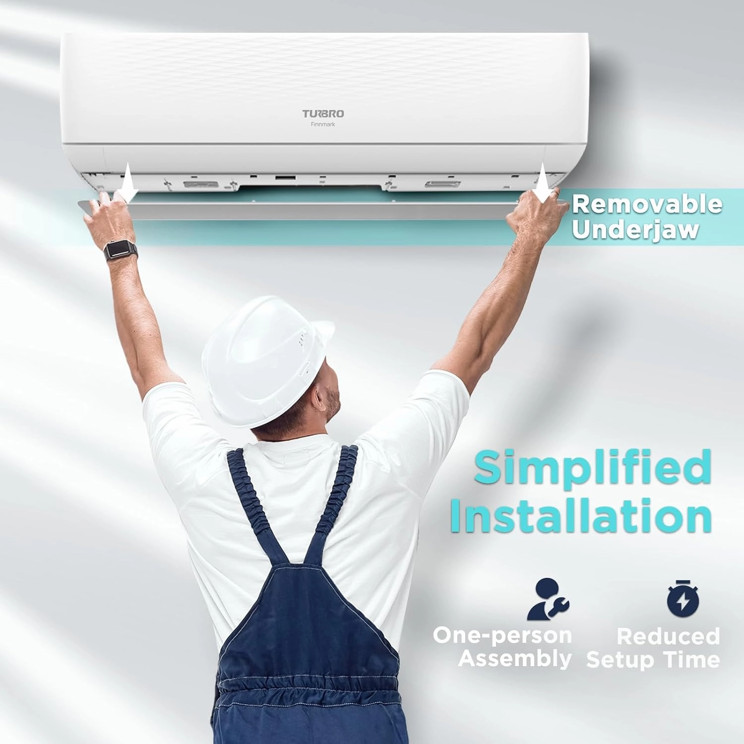 TURBRO 18,000 BTU Ductless Mini Split AC with Heat Pump, Inverter Compressor, 19 SEER2, 230V, R32 Refrigerant, Pre-charged Evaporator, WiFi-Enabled, Works with App, AHRI Certified, Finnmark Series