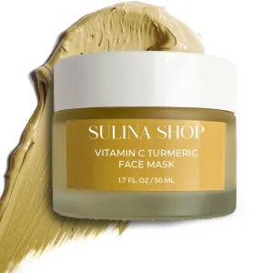 Turmeric Face Mask with Vitamin C, Brightening Face Mask, Turmeric Mask for Dark Spots, Post Blemish, Uneven Tone, Facial Clay Mask, Oil Controlling and Deep Cleansing Pores - Made in USA