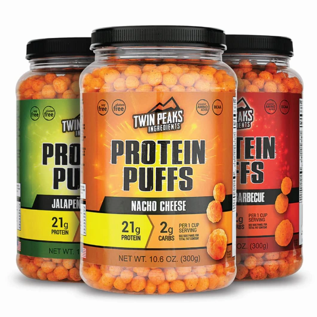 Twin Peaks Low Carb, Keto Friendly Protein Puffs, (Mesquite Barbecue   Nacho Cheese   Jalapeno Cheddar)