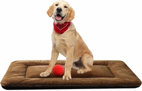 Ultra Soft Dog Bed & Kennel Pad for Medium/Large Dogs, Fit Metal Crates - Washable & Anti-Slip, Cozy Sleeping Mat, Brown 36in