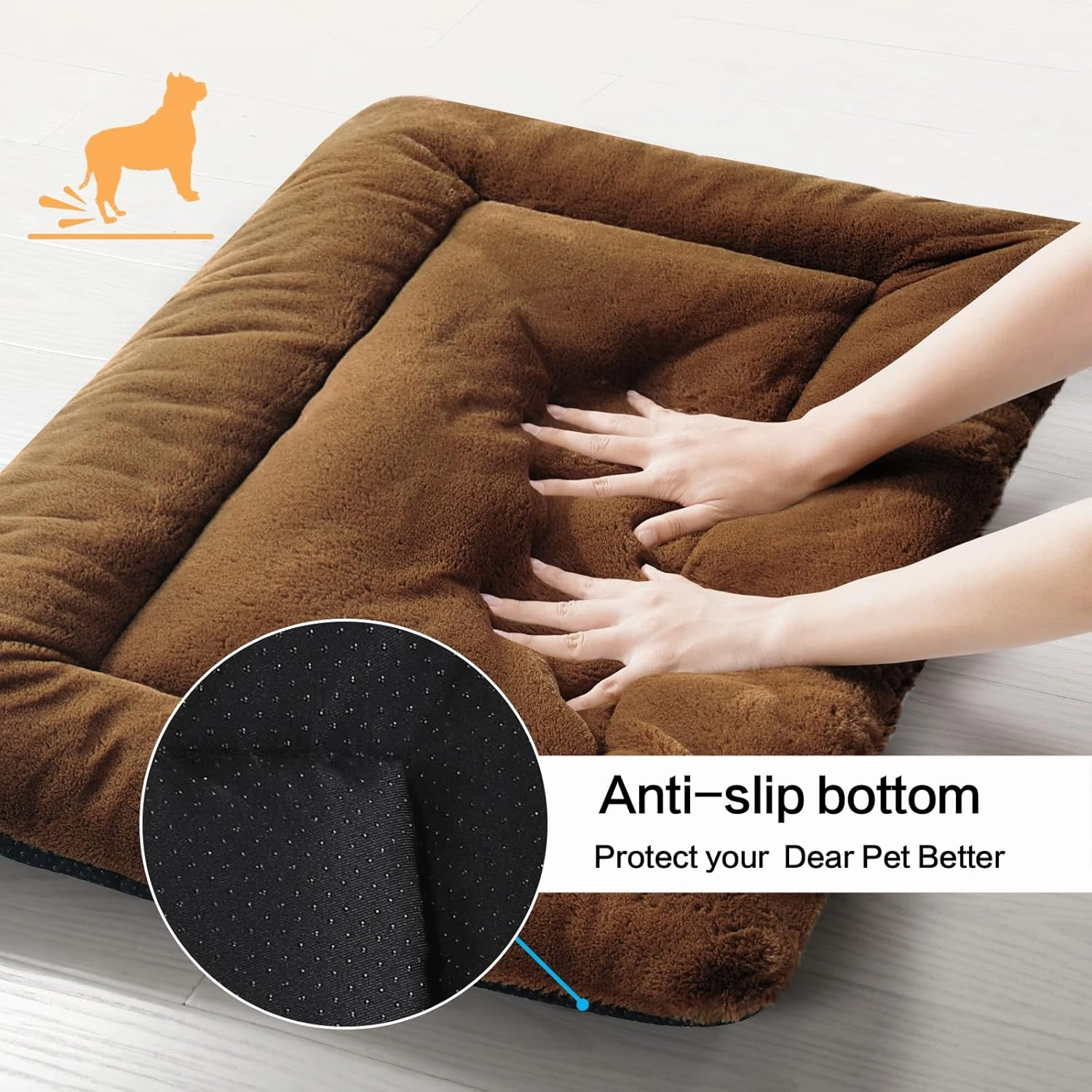 Ultra Soft Dog Bed & Kennel Pad for Medium/Large Dogs, Fit Metal Crates - Washable & Anti-Slip, Cozy Sleeping Mat, Brown 36in