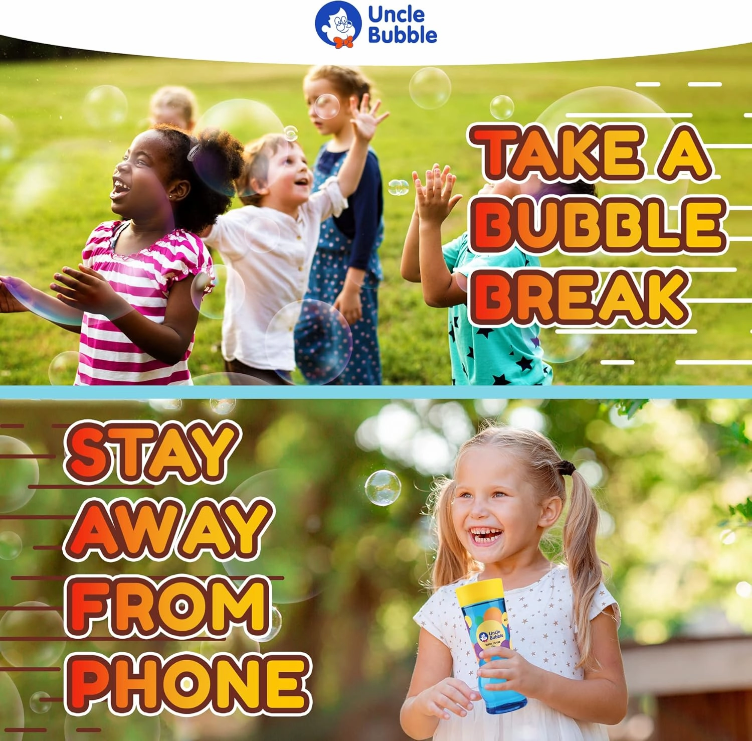 Uncle Bubble Giant Bubble Wands | 3-Piece Set Pack - Includes Wand, Big Bubble Sword and 8oz Ultra Bubble Solution | Outdoor Toy for Kids, Boys, and Girls (Giant Bubble Wands, UB112, 1, UB112)