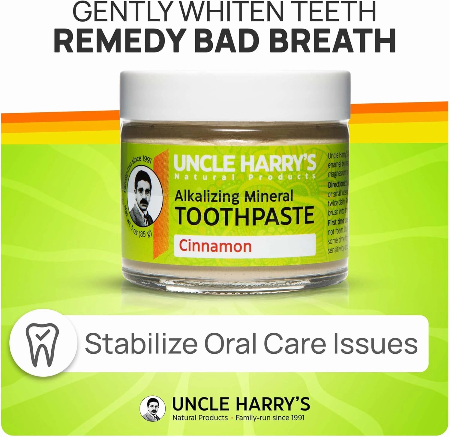 Uncle Harry's Cinnamon Remineralizing Toothpaste | Natural Whitening Toothpaste Freshens Breath & Promotes Enamel | Vegan Fluoride Free Toothpaste (4 pack)