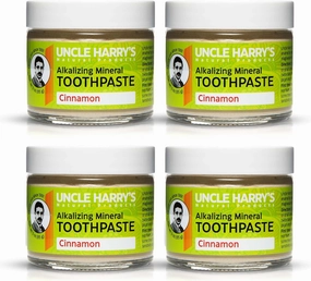 Uncle Harry's Cinnamon Remineralizing Toothpaste | Natural Whitening Toothpaste Freshens Breath & Promotes Enamel | Vegan Fluoride Free Toothpaste (4 pack)