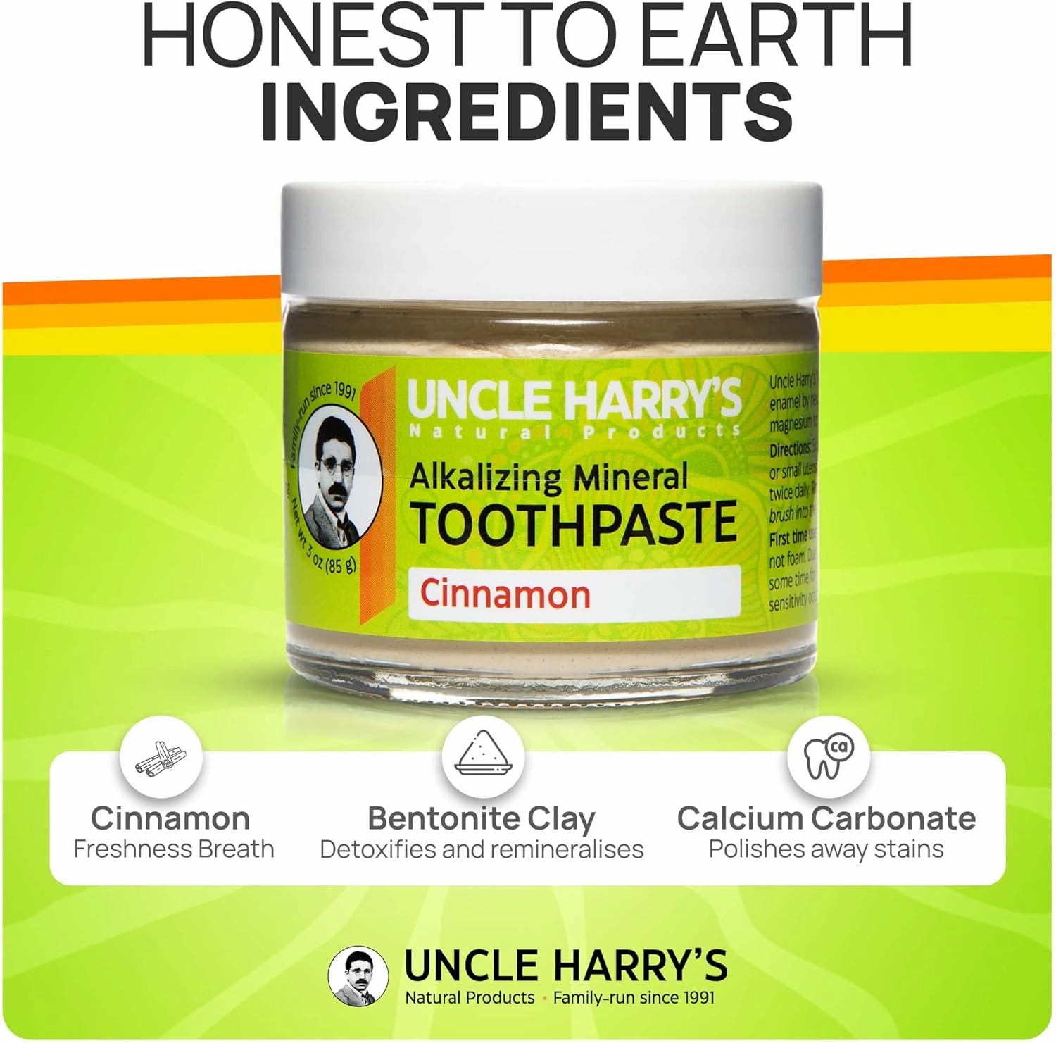 Uncle Harry's Cinnamon Remineralizing Toothpaste | Natural Whitening Toothpaste Freshens Breath & Promotes Enamel | Vegan Fluoride Free Toothpaste (4 pack)
