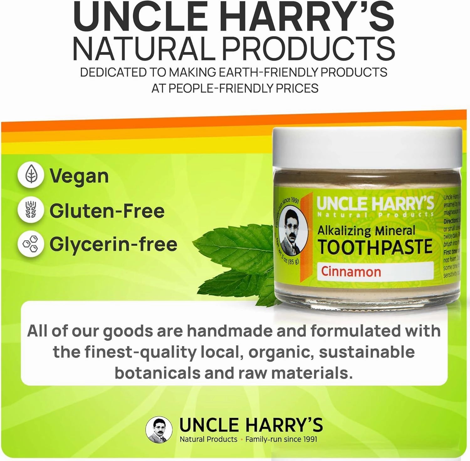Uncle Harry's Cinnamon Remineralizing Toothpaste | Natural Whitening Toothpaste Freshens Breath & Promotes Enamel | Vegan Fluoride Free Toothpaste (4 pack)