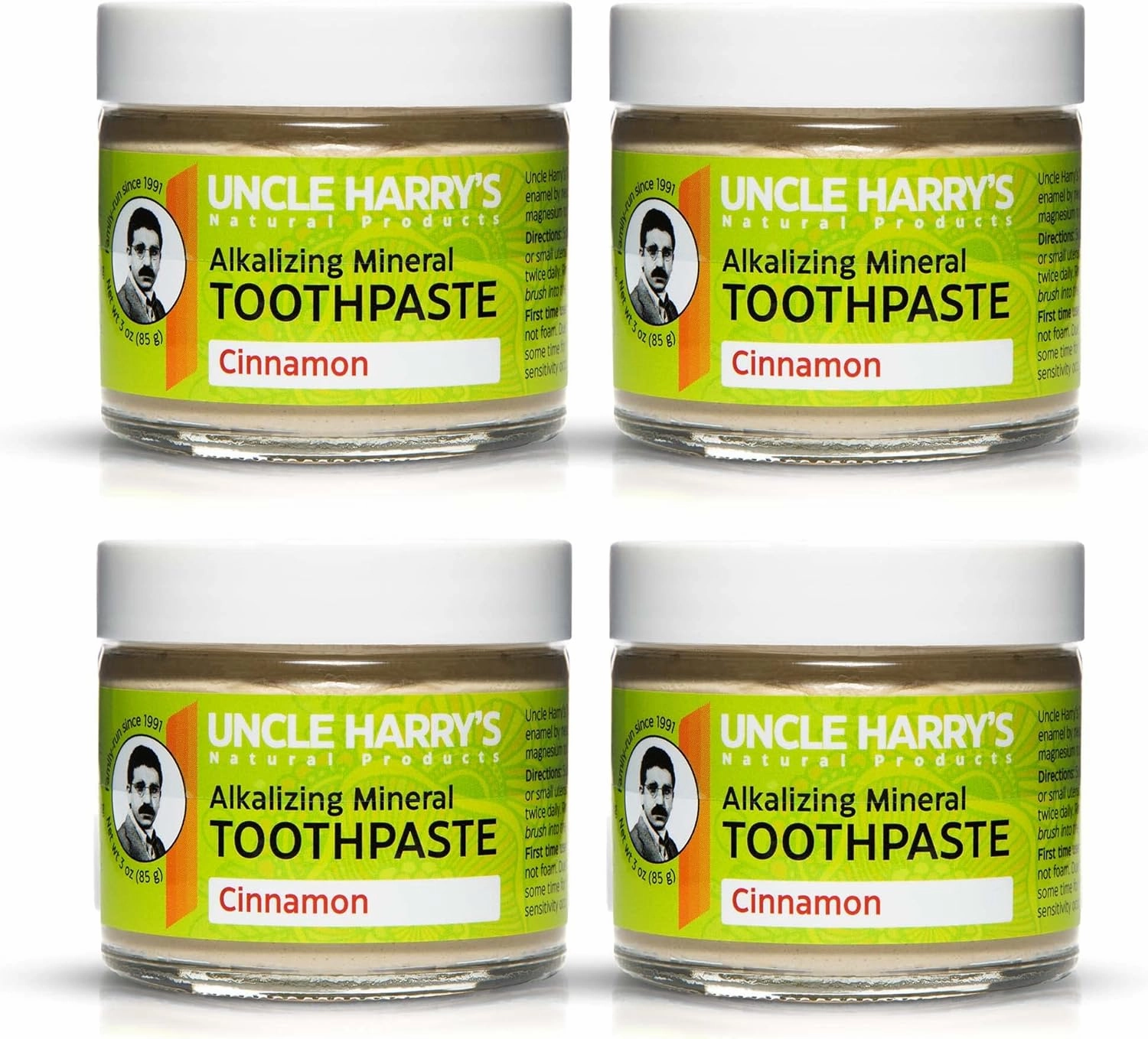 Uncle Harry's Cinnamon Remineralizing Toothpaste | Natural Whitening Toothpaste Freshens Breath & Promotes Enamel | Vegan Fluoride Free Toothpaste (4 pack)