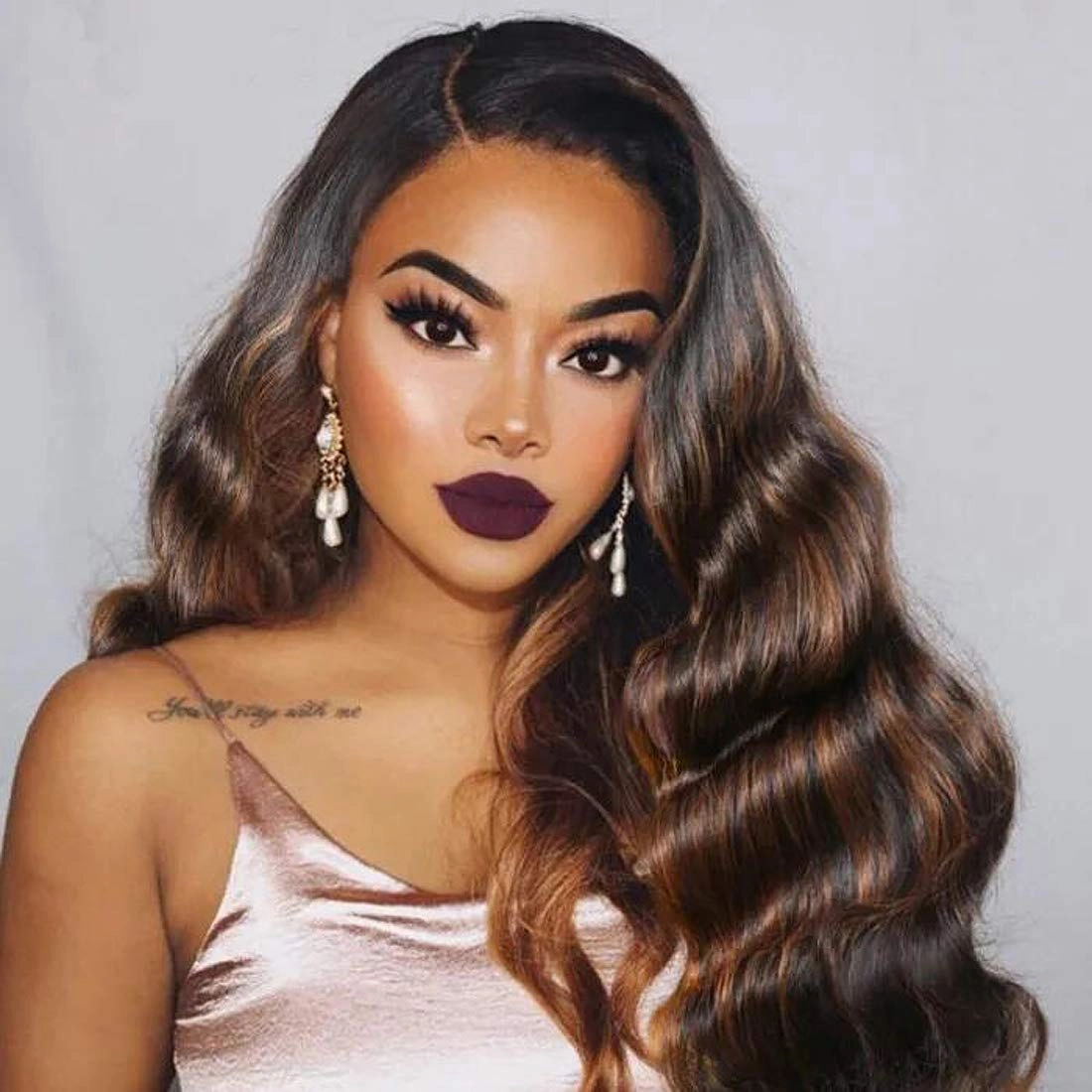 UNICE Brown Highlight Body Wave Human Hair Weave 3 Bundles 16 18 20 inch, Brazilian Remy Ombre Blonde Wavy Sew in Piano Color TFB30