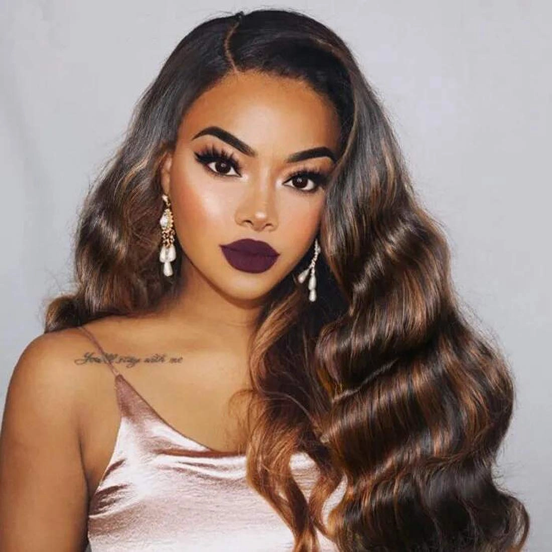 UNice Ombre Brown Highlight Body Wave Human Hair Weave 1 bundle 8 inch, Brazilian Remy Hair Dark Root Blonde Human Hair Weaves Extension Piano Color TFB30