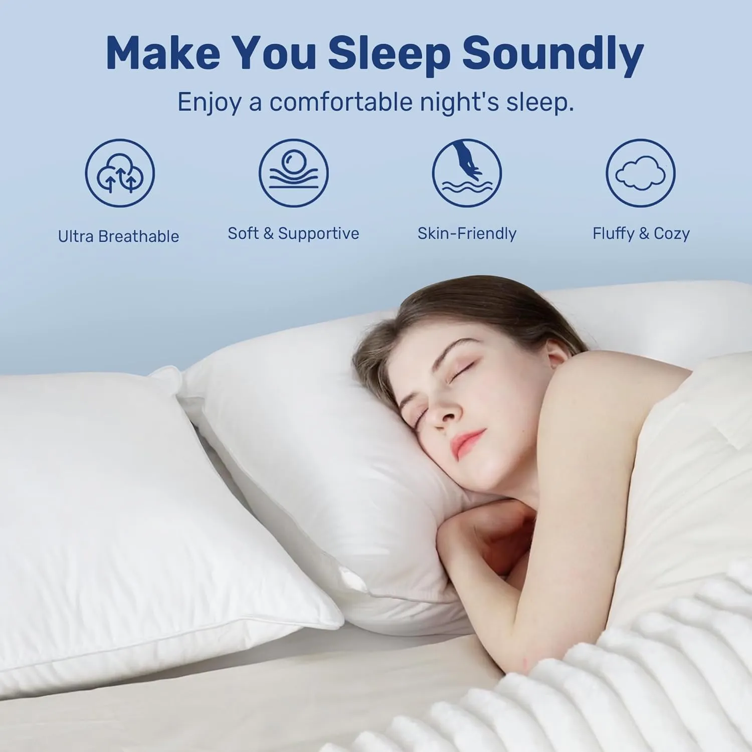 UNIKOME Ultra Soft Hotel Collection Luxury Bed Pillows - 100% Cotton Cover Standard Size Set of 2 Down Alternative Pillow Bedding Fluffy Pillow for Back, Stomach or Side Sleepers
