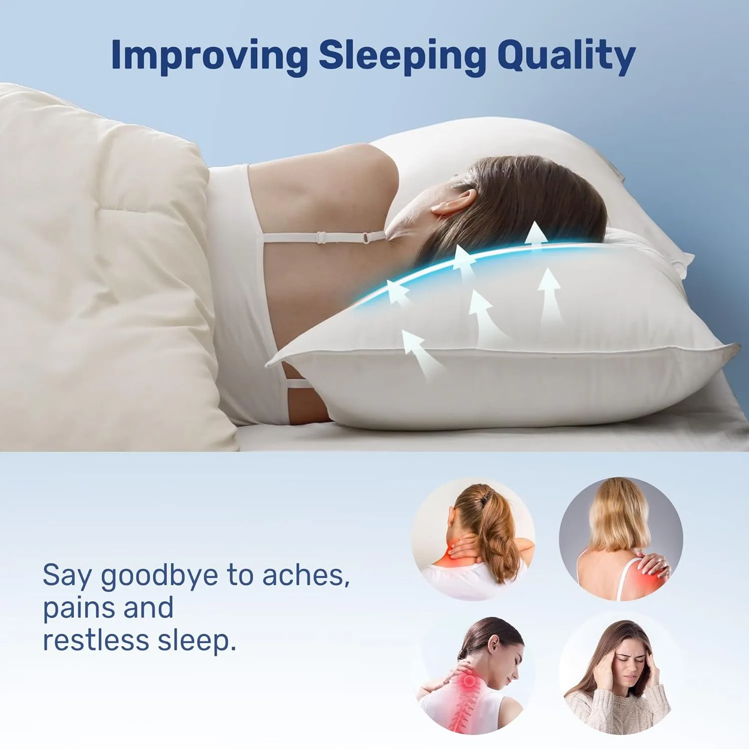 UNIKOME Ultra Soft Hotel Collection Luxury Bed Pillows - 100% Cotton Cover Standard Size Set of 2 Down Alternative Pillow Bedding Fluffy Pillow for Back, Stomach or Side Sleepers