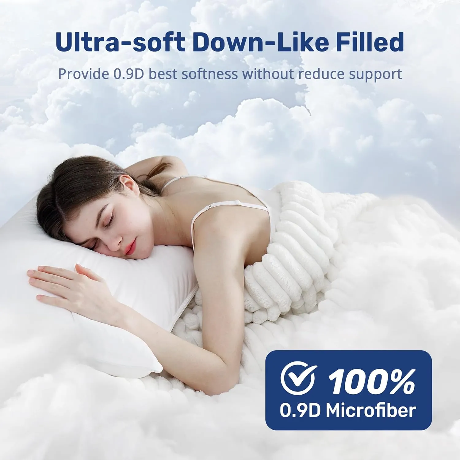 UNIKOME Ultra Soft Hotel Collection Luxury Bed Pillows - 100% Cotton Cover Standard Size Set of 2 Down Alternative Pillow Bedding Fluffy Pillow for Back, Stomach or Side Sleepers
