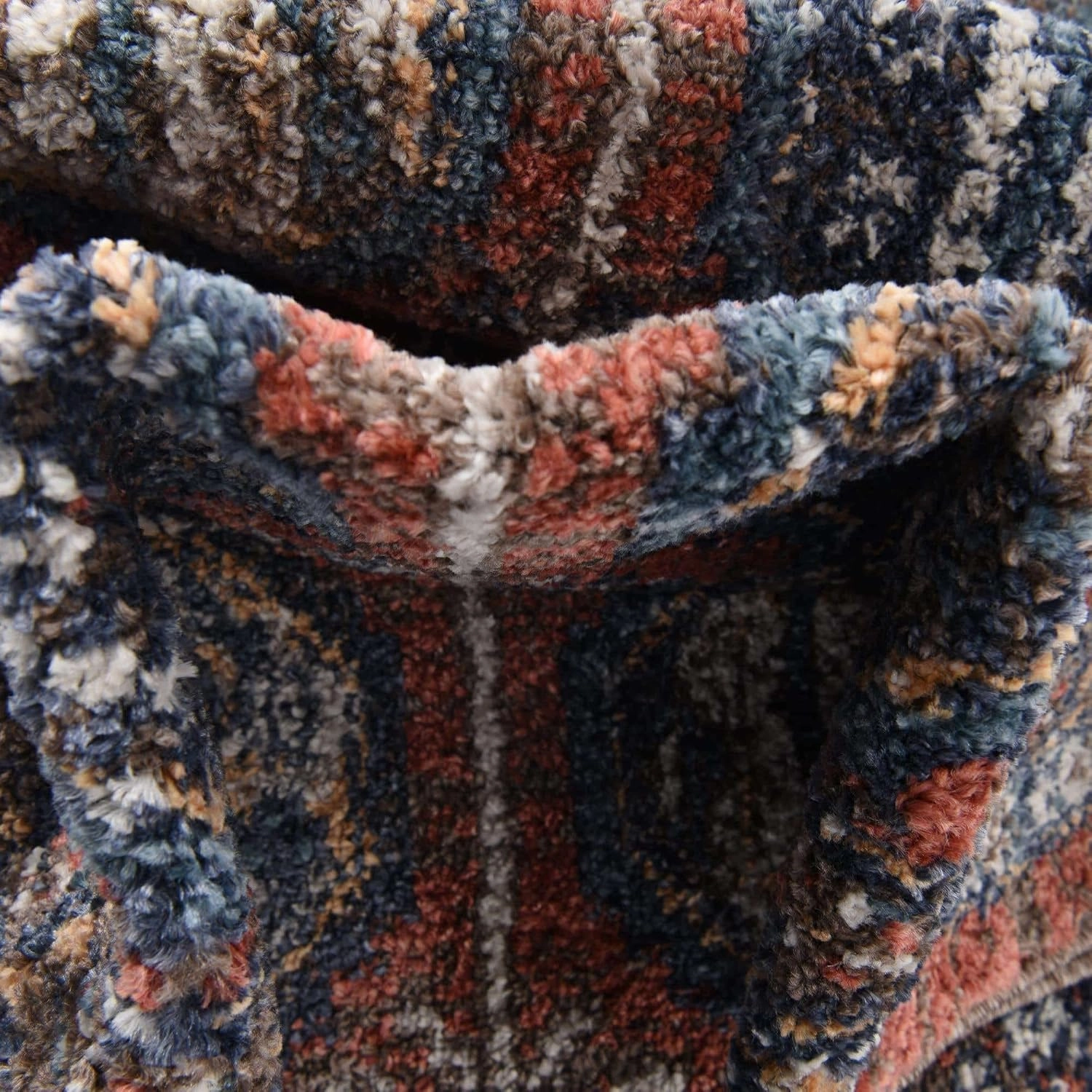 Unique Loom Aramis Collection Area Rug - Conner (4' 1" x 6' 1" Rectangle, Rust Red/ Blue)