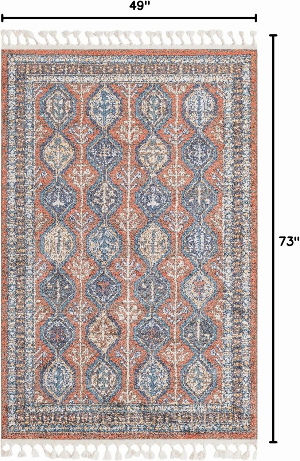 Unique Loom Aramis Collection Area Rug - Conner (4' 1" x 6' 1" Rectangle, Rust Red/ Blue)