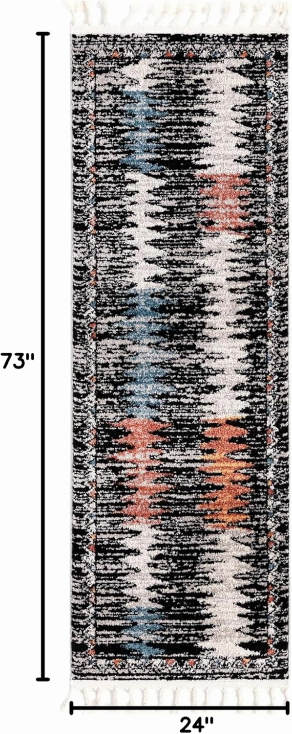 Unique Loom Aramis Collection Area Rug - Landon (Runner 2' 0" x 6' 0", Multi/Black)