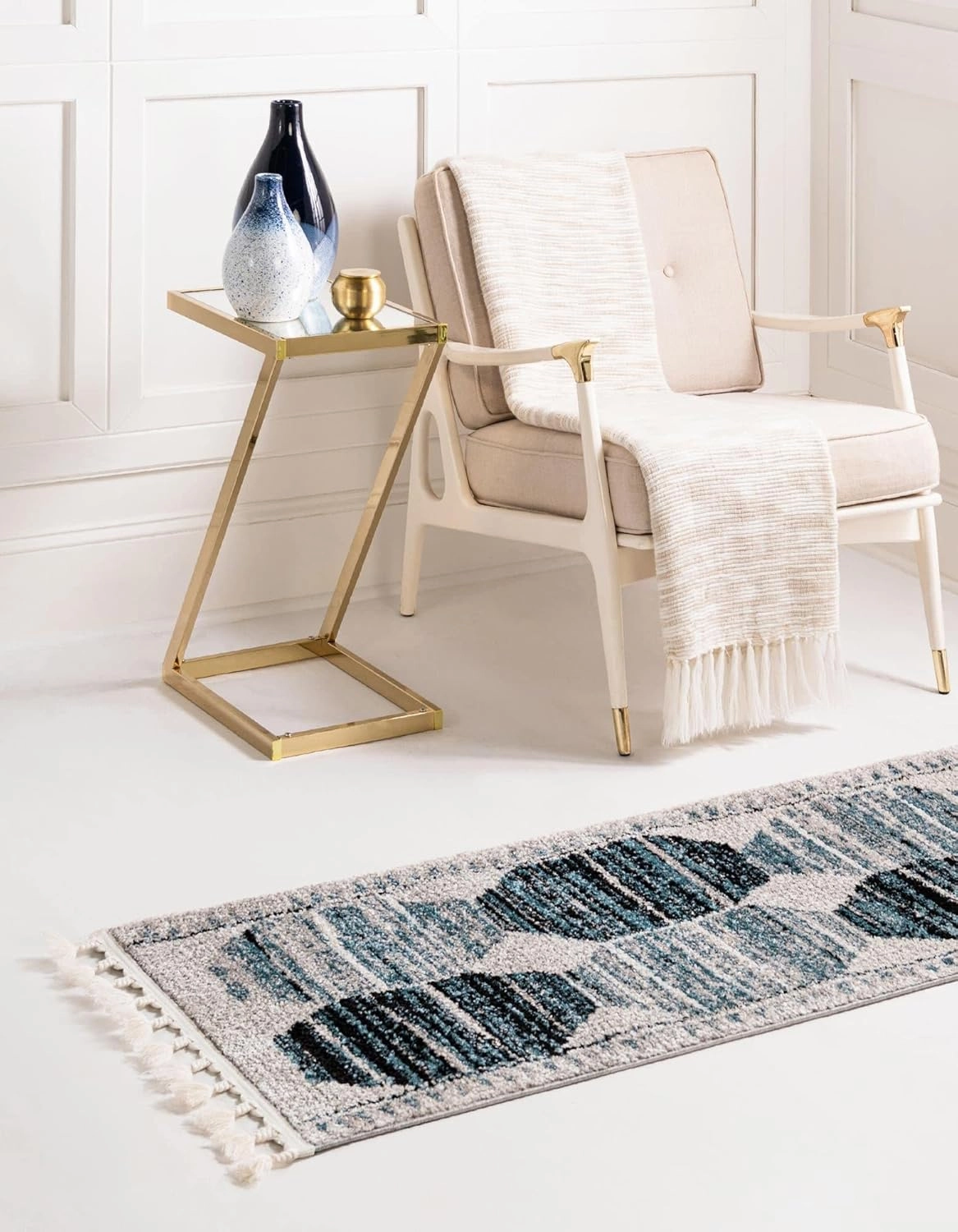 Unique Loom Aramis Collection Area Rug - Maxi (2' x 6' 1" Runner, Blue/ Black)