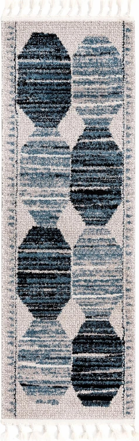 Unique Loom Aramis Collection Area Rug - Maxi (2' x 6' 1" Runner, Blue/ Black)