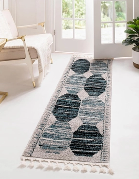 Unique Loom Aramis Collection Area Rug - Maxi (2' x 6' 1" Runner, Blue/ Black)