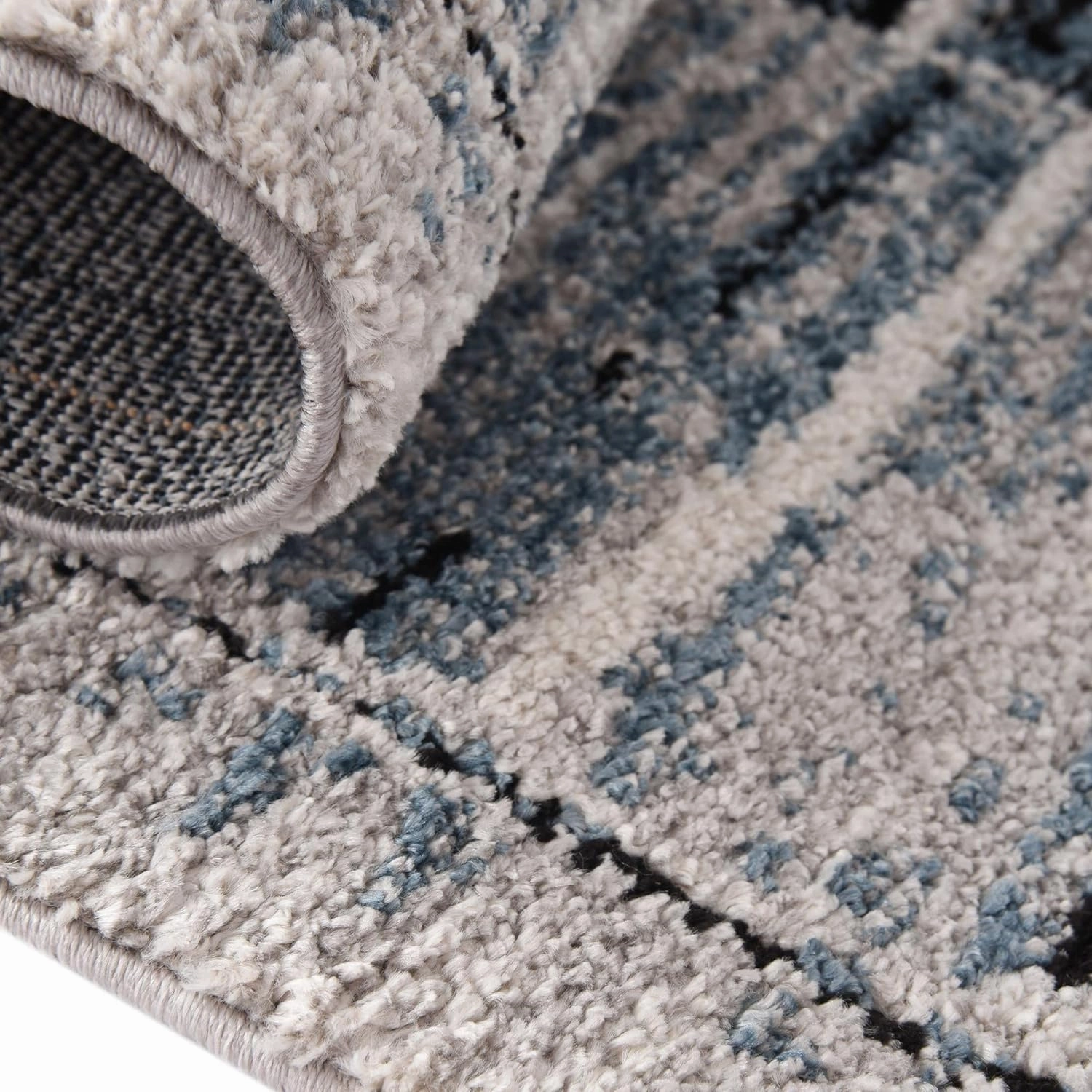 Unique Loom Aramis Collection Area Rug - Maxi (2' x 6' 1" Runner, Blue/ Black)