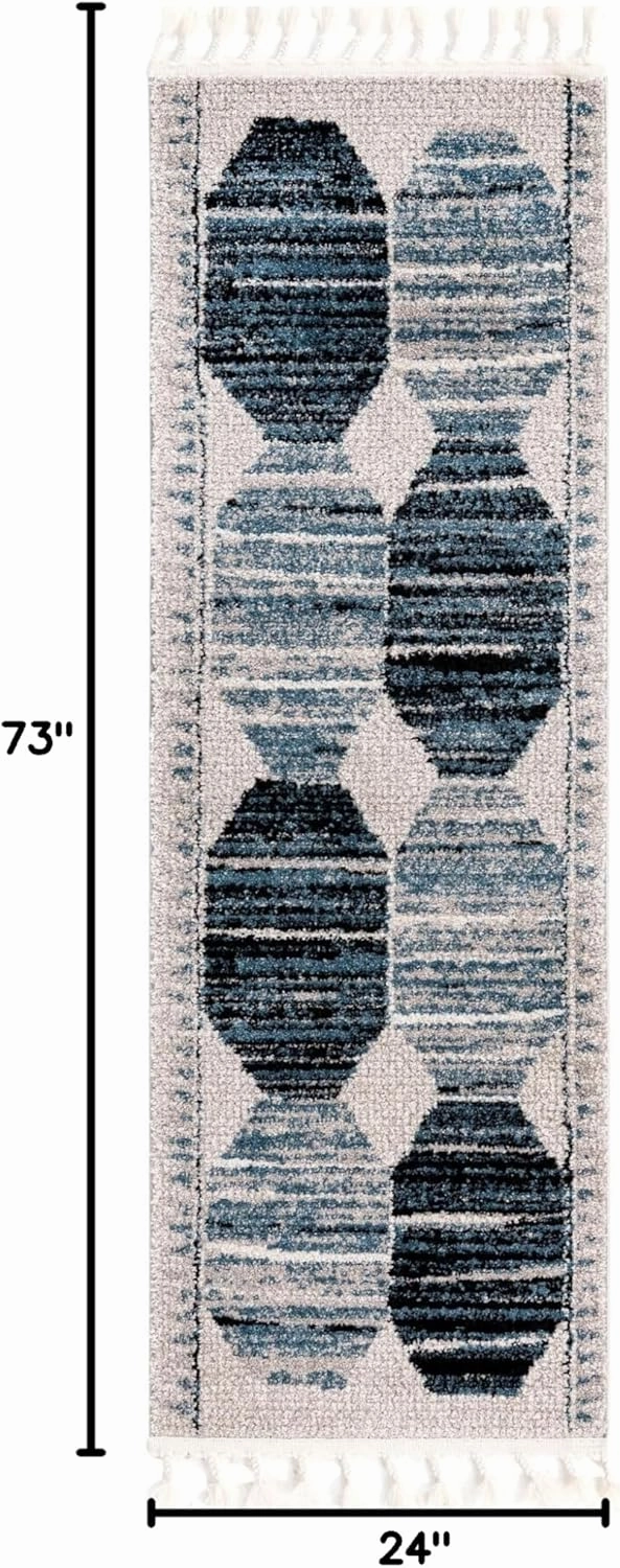 Unique Loom Aramis Collection Area Rug - Maxi (2' x 6' 1" Runner, Blue/ Black)
