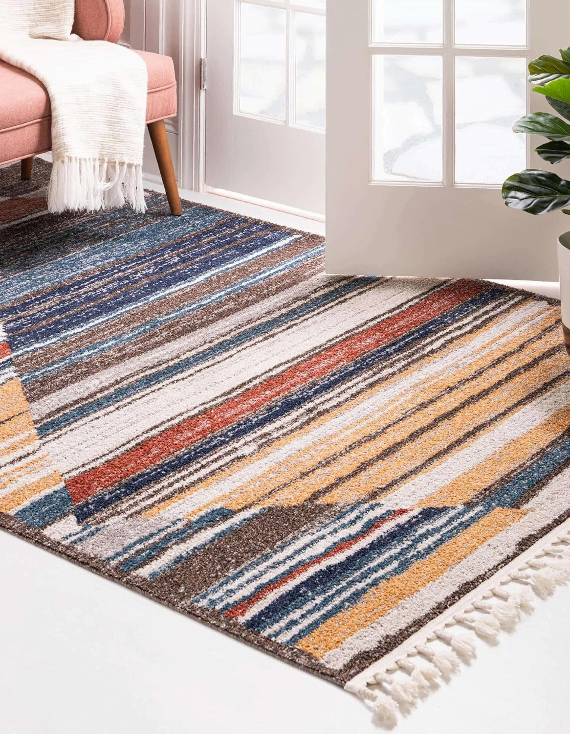 Unique Loom Aramis Collection Area Rug - Zoe (Rectangular 3' 3" x 5' 3", Multi/Blue)
