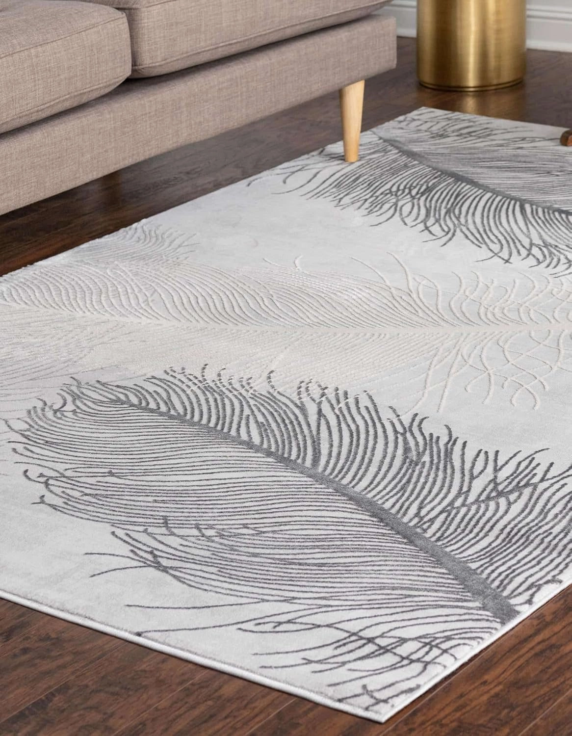 Unique Loom Finsbury Collection Area Rug - Camilla (6' 1" x 9' Rectangle, Gray/ Ivory)