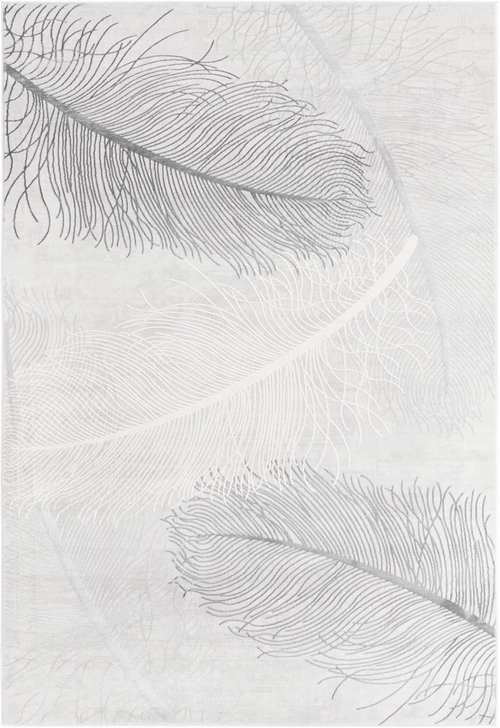 Unique Loom Finsbury Collection Area Rug - Camilla (6' 1" x 9' Rectangle, Gray/ Ivory)