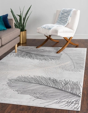 Unique Loom Finsbury Collection Area Rug - Camilla (6' 1" x 9' Rectangle, Gray/ Ivory)