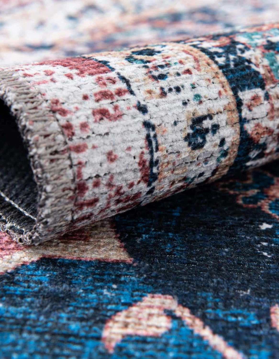 Unique Loom Yara Collection Area Rug - Aramis (5' 1" x 8' Rectangle, Navy Blue/ Beige)