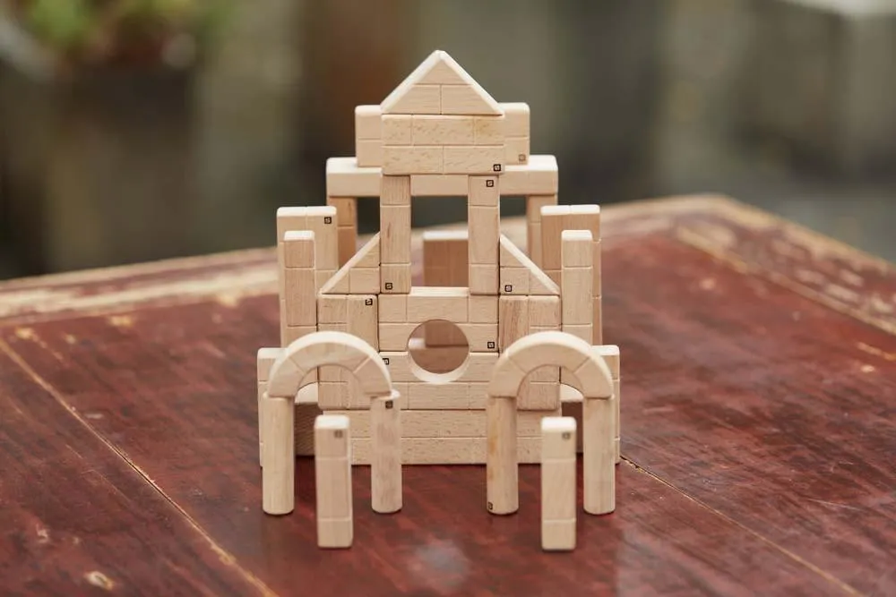 UNIT BRICKS 58 pcs Mini Unit Bricks Wooden Building Set for age 3 