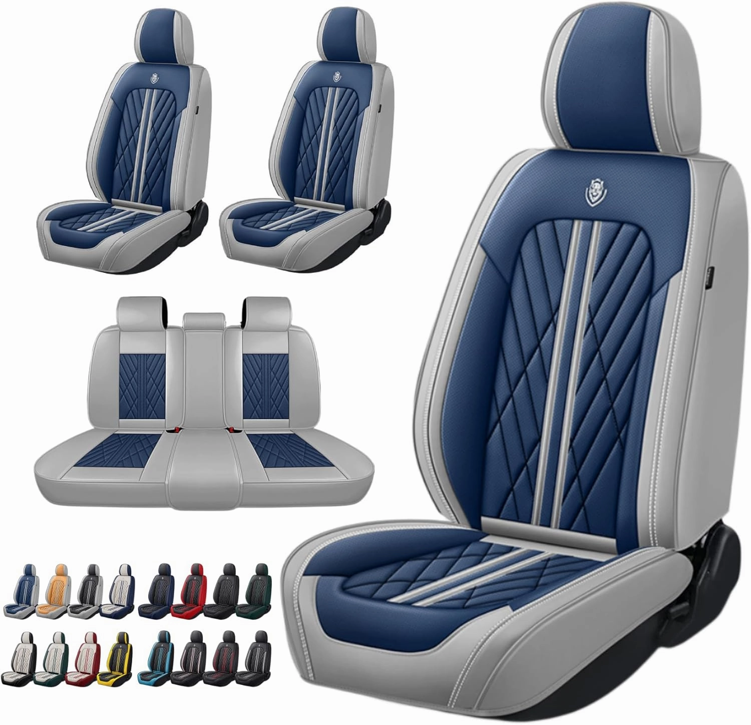 Universal Fit Waterproof Breathable Nappa Leather Automotive Vehicle Car Seat Covers Set Cushion Protector for Sedan SUV