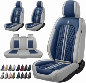 Universal Fit Waterproof Breathable Nappa Leather Automotive Vehicle Car Seat Covers Set Cushion Protector for Sedan SUV