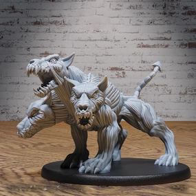 Unpainted DND Skinned Cerberus Miniature Figurine, Tabletop Gaming Collectible, Fantasy World, Ideal Gift for Dungeon Masters - Designed by Epic Miniatures