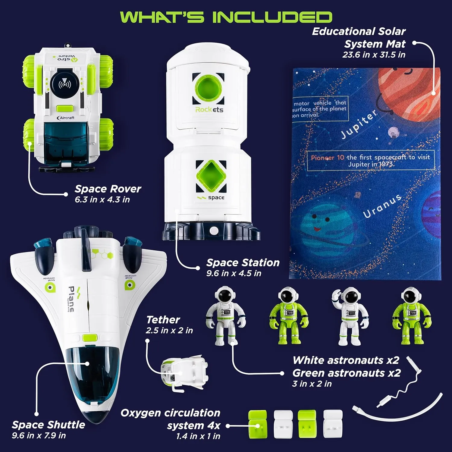 [Upgraded Set] Space Toys for Kids 3 4 5 6 7 8, Space Shuttle with Rocket Ship Toys - 4 Astronauts, Station, & Rover, Spaceship Toy, Rocketship Solar System Playset