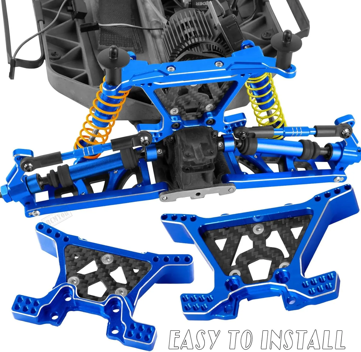 Upgrades Part for 1/10 Slash 4x4 VXL,Alloy Suspension Arm,Shock Absorber,Caster Block,Steering Blocks,Stub Axle Carriers,Steering Bellcranks,Shock Tower,Body Mounts,Drive Shaft,Links,Navy Blue