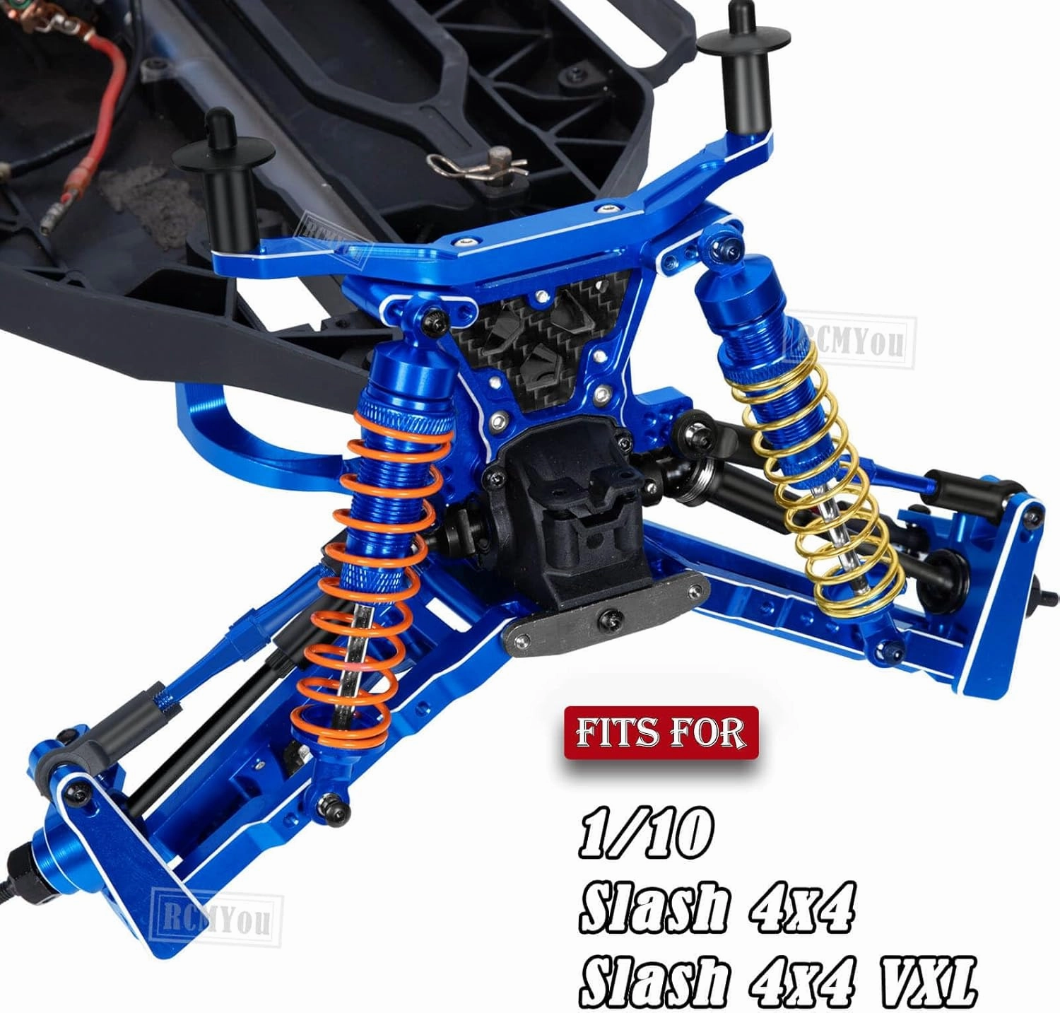 Upgrades Part for 1/10 Slash 4x4/Slash 4x4 VXL,Alloy Suspension Arm,Shock Absorber,Caster Block,Steering Blocks,Stub Axle Carriers,Steering Bellcranks,Shock Tower,Body Mounts,Navy Blue