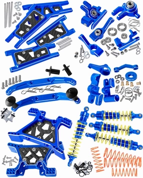 Upgrades Part for 1/10 Slash 4x4/Slash 4x4 VXL,Alloy Suspension Arm,Shock Absorber,Caster Block,Steering Blocks,Stub Axle Carriers,Steering Bellcranks,Shock Tower,Body Mounts,Navy Blue