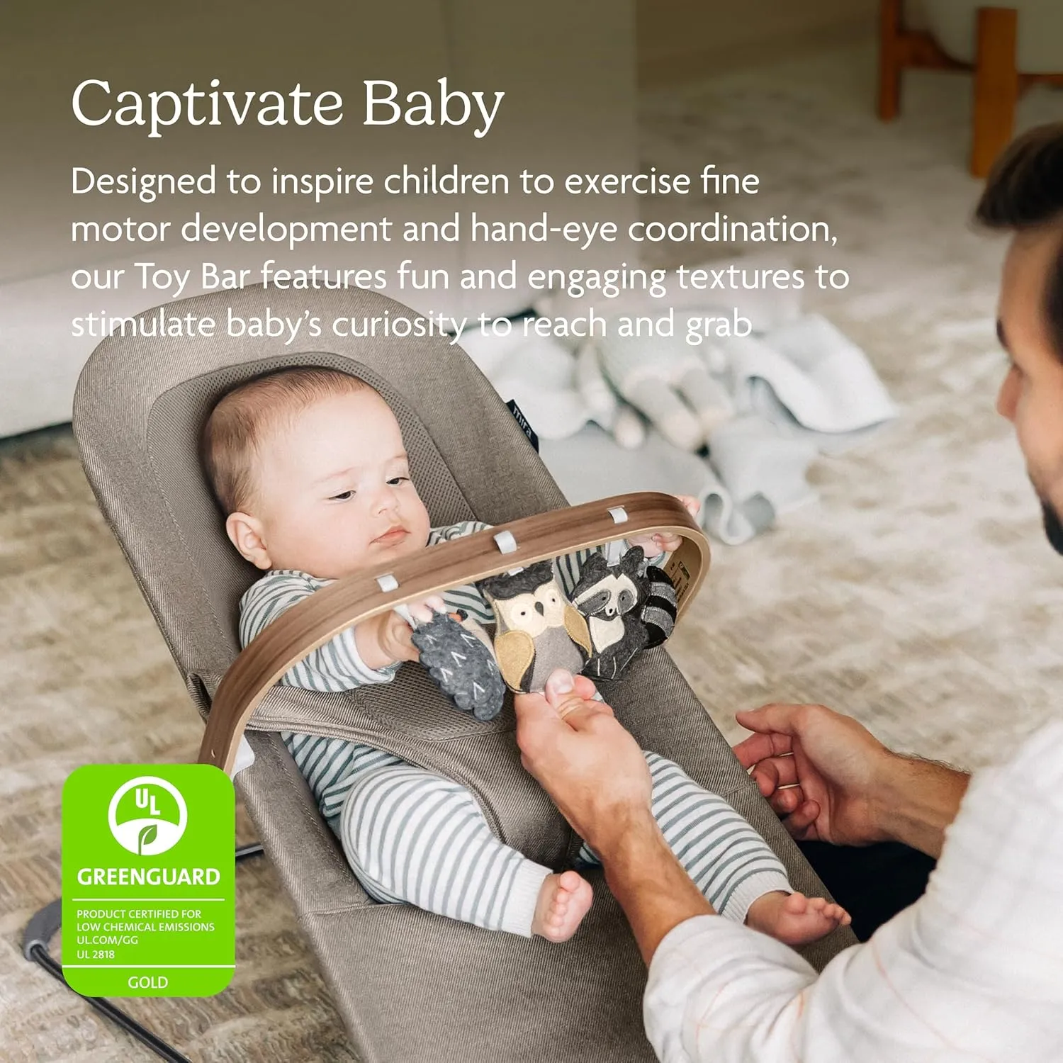 UPPAbaby Mira Forest Fun Toy Bar/Easily Attaches to Baby Bouncer/Sensory Entertainment